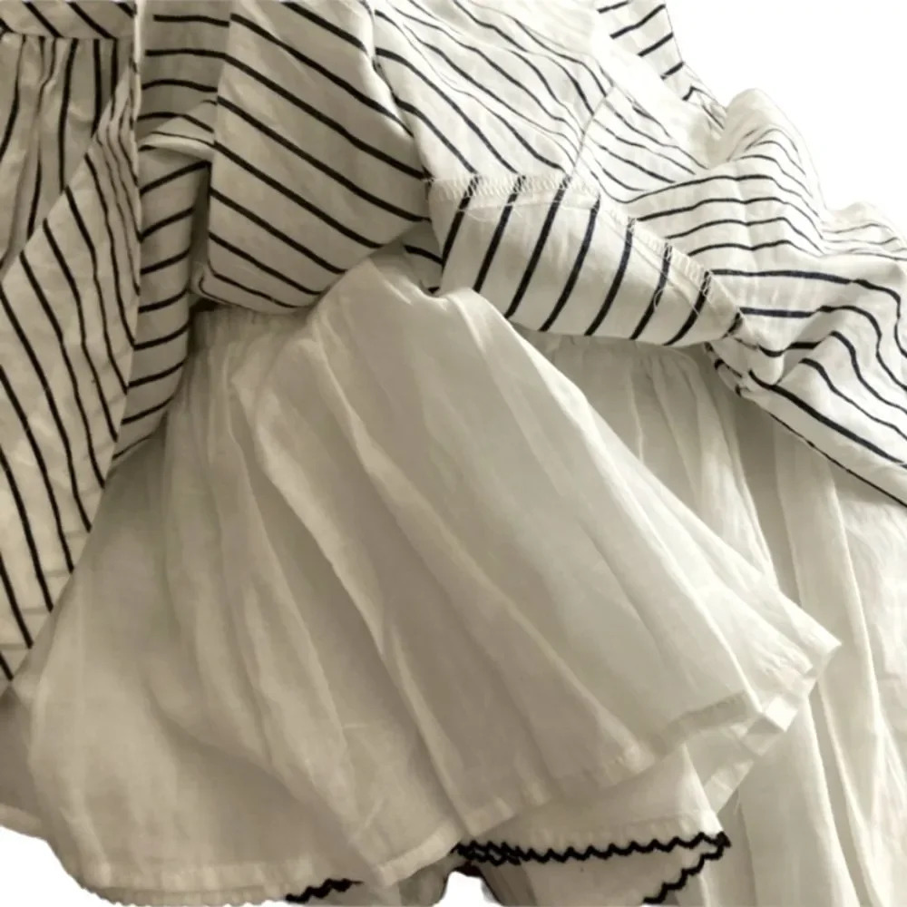 Maeve Anthropologie skirt Black & White stripes multi layer Flare Skirt size 2 - Picture 8 of 9